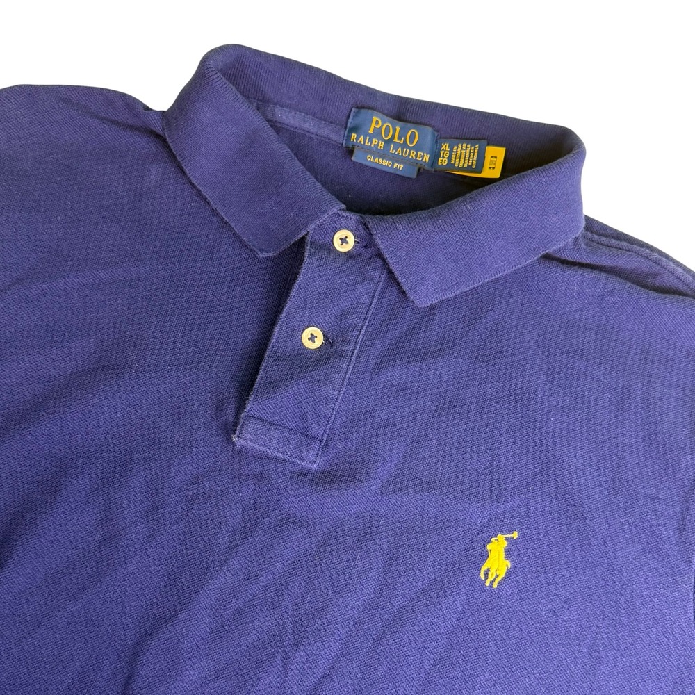 Polo Ralph Lauren Mens XL Polo Shirt Purple Yellow Pony Classic Fit
